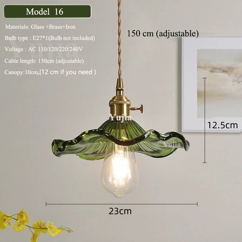 Verde Glass Brass Pendant