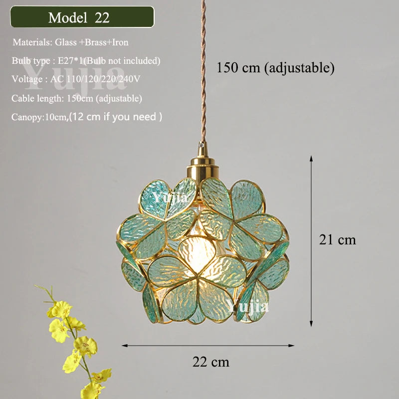 Verde Glass Brass Pendant