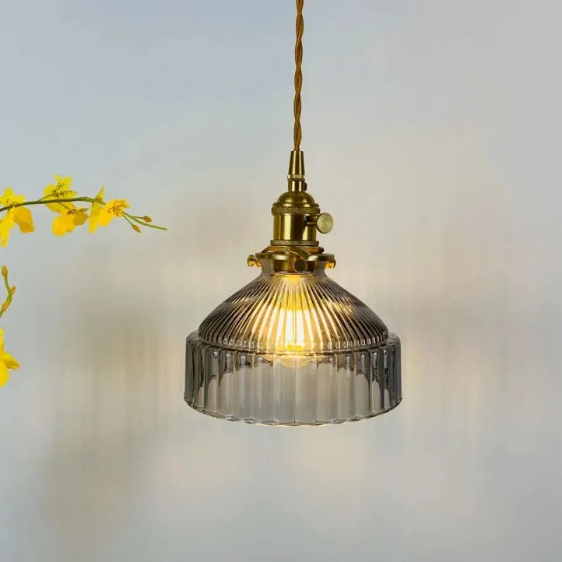 Amber Aged Brass Pendant Light