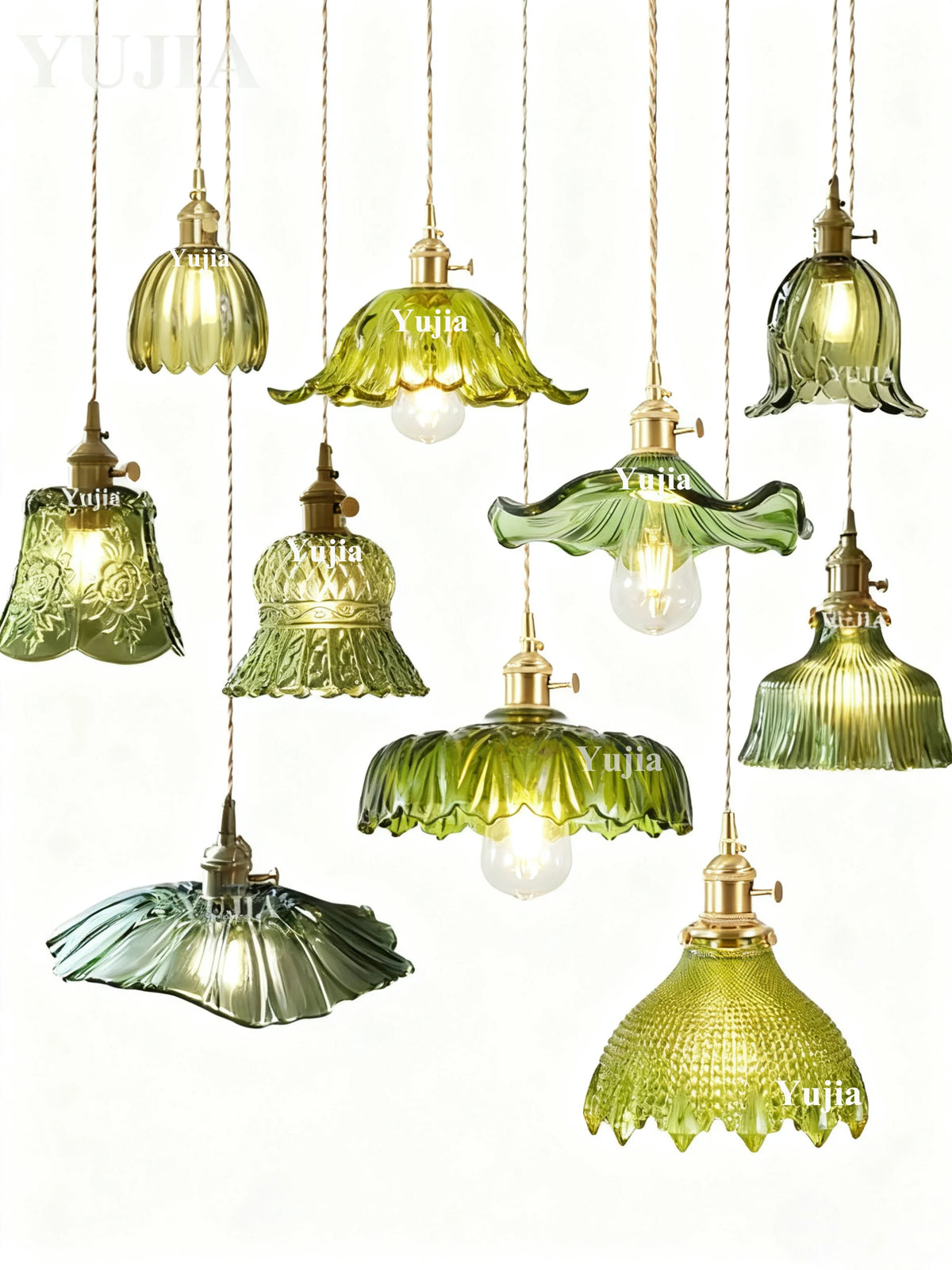 Verde Glass Brass Pendant