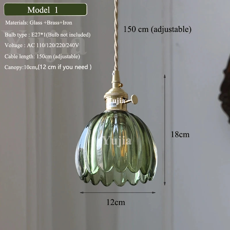 Verde Glass Brass Pendant