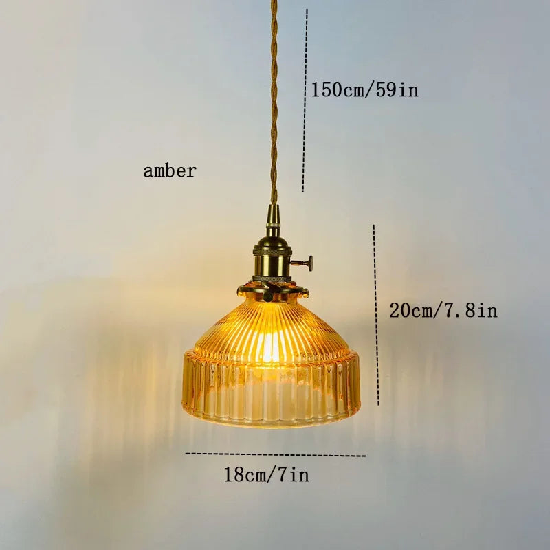 Amber Aged Brass Pendant Light