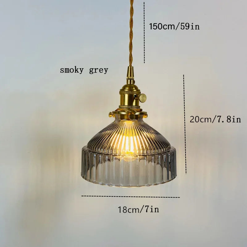 Amber Aged Brass Pendant Light