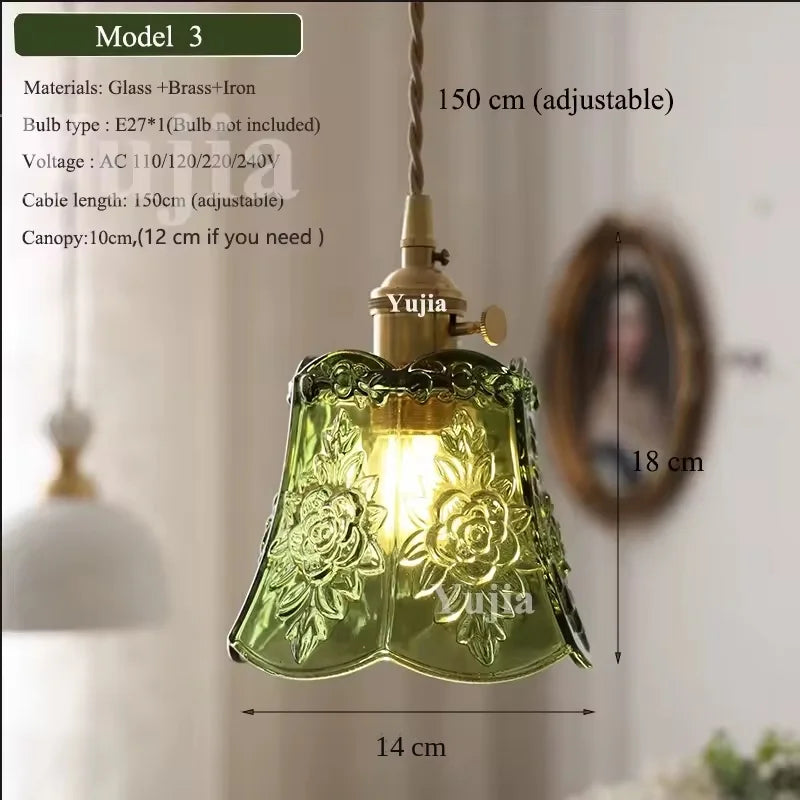 Verde Glass Brass Pendant