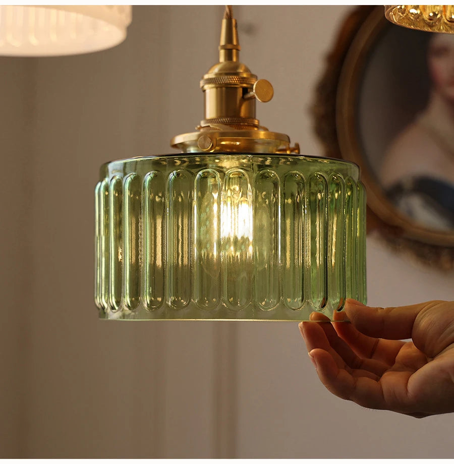 Verde Glass Brass Pendant
