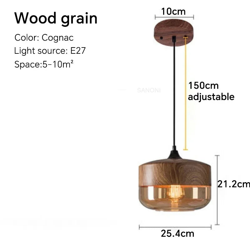 Alder Timber & Glass Dining Pendant