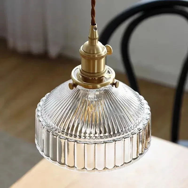 Amber Aged Brass Pendant Light