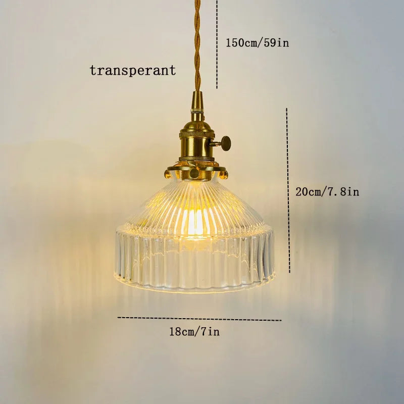 Amber Aged Brass Pendant Light
