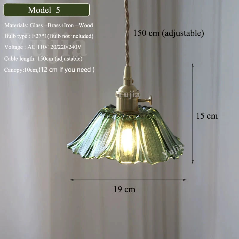 Verde Glass Brass Pendant