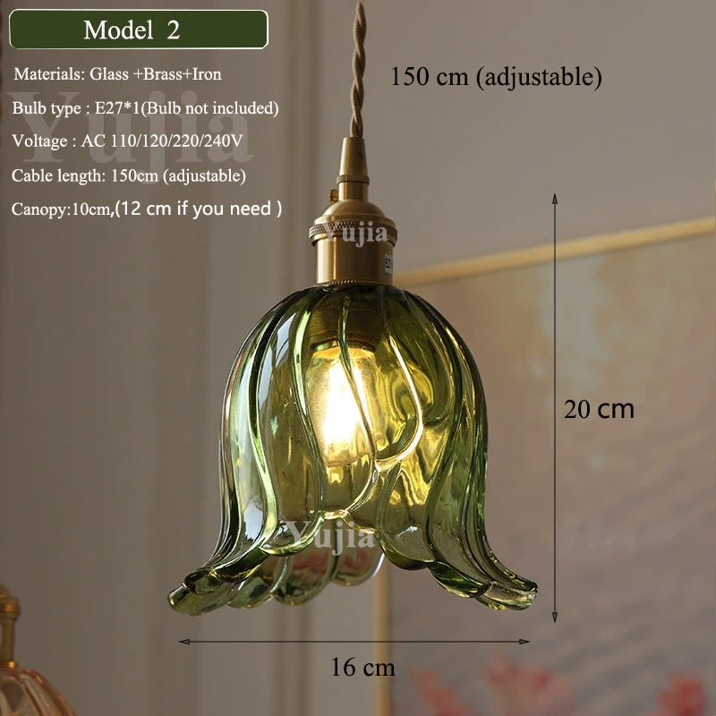 Verde Glass Brass Pendant