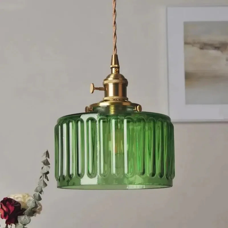 Amber Aged Brass Pendant Light