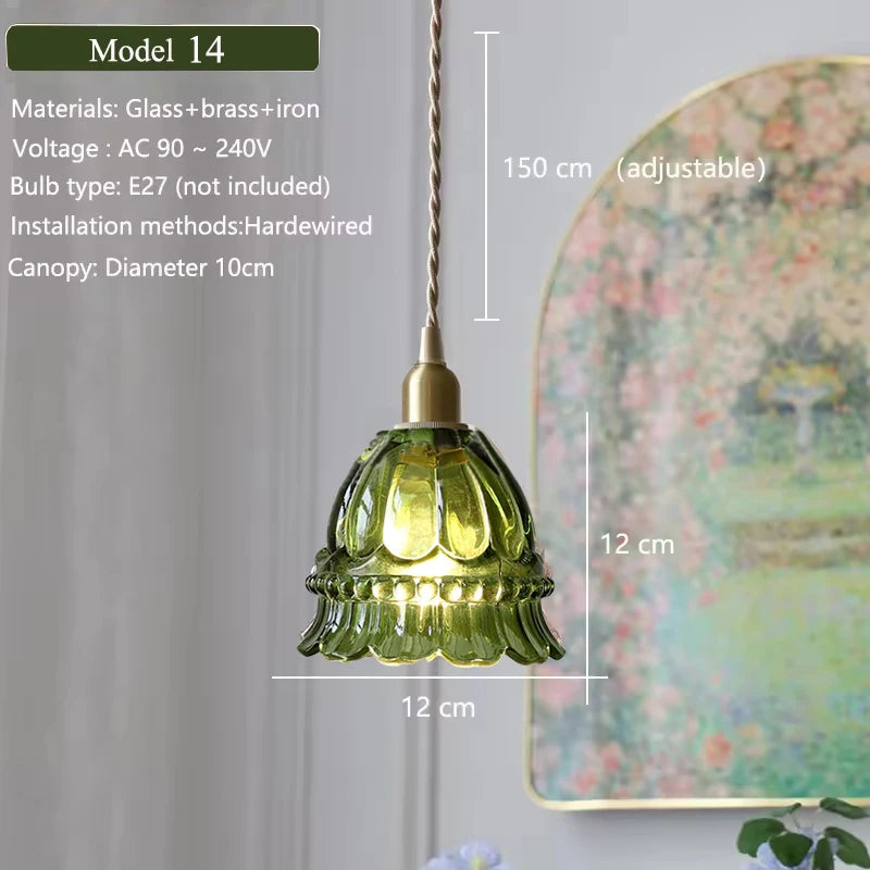 Verde Glass Brass Pendant
