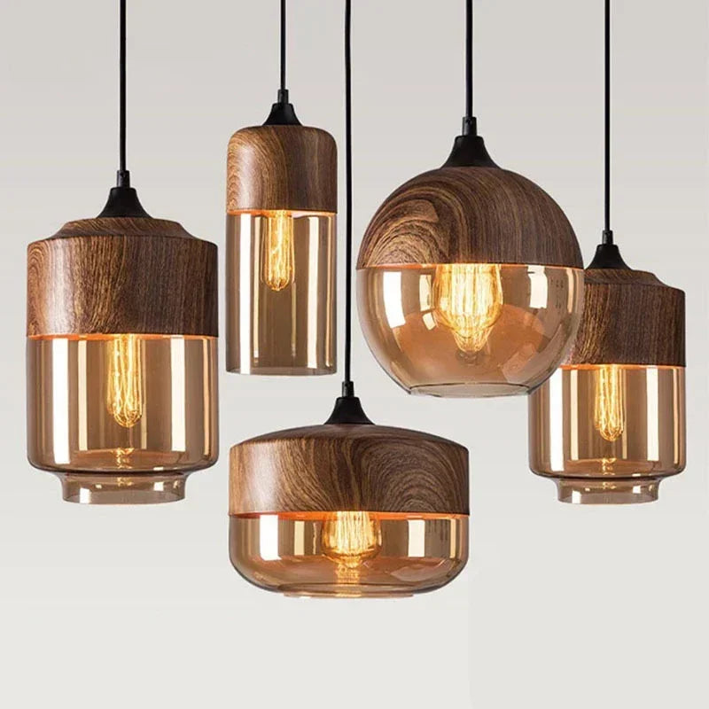Alder Timber & Glass Dining Pendant
