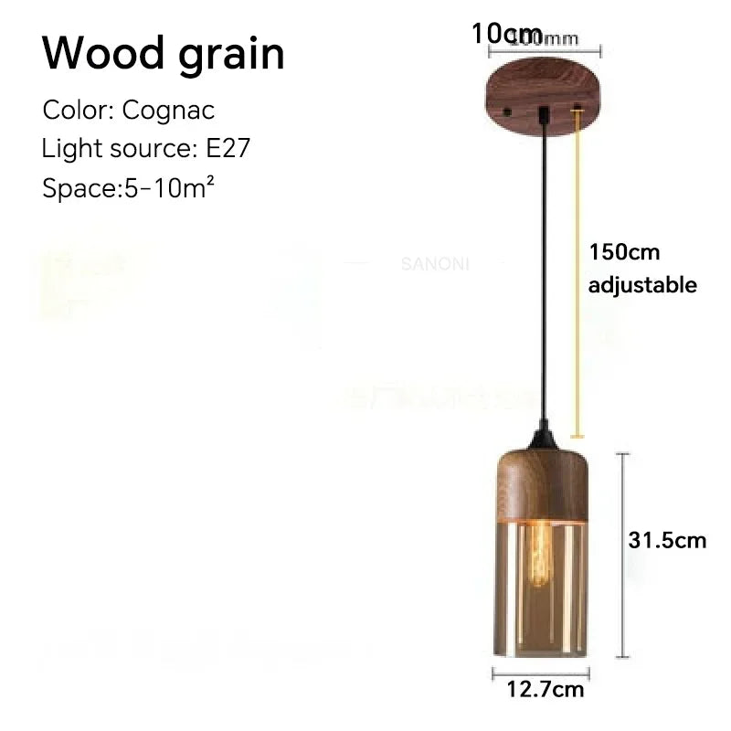 Alder Timber & Glass Dining Pendant
