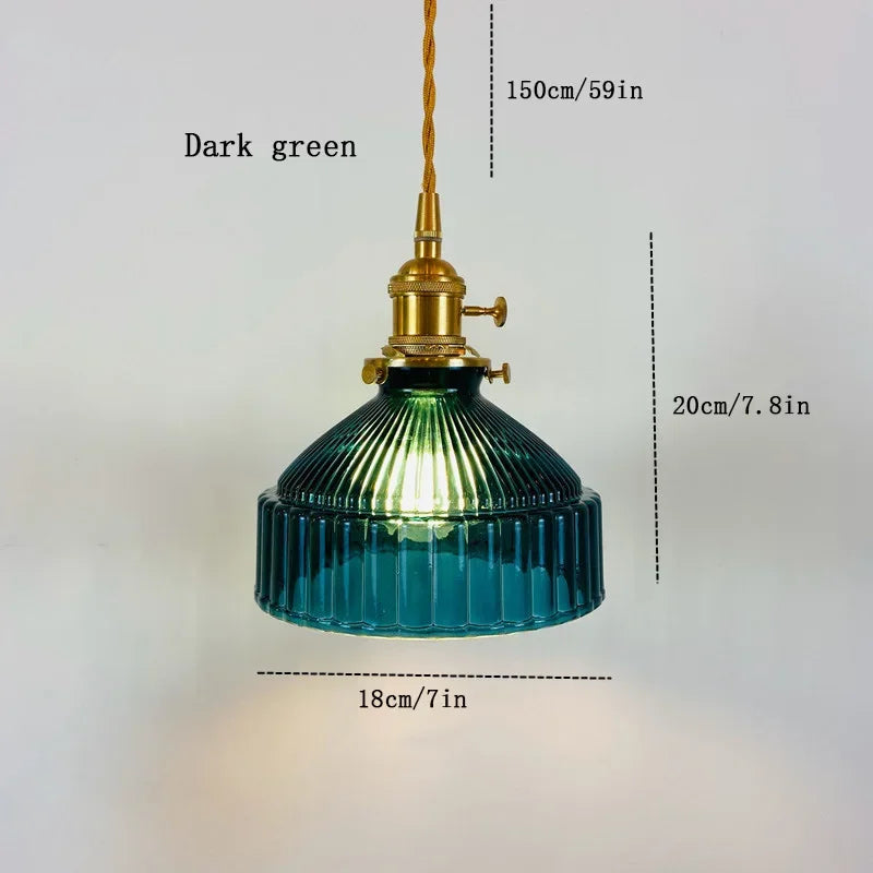 Amber Aged Brass Pendant Light