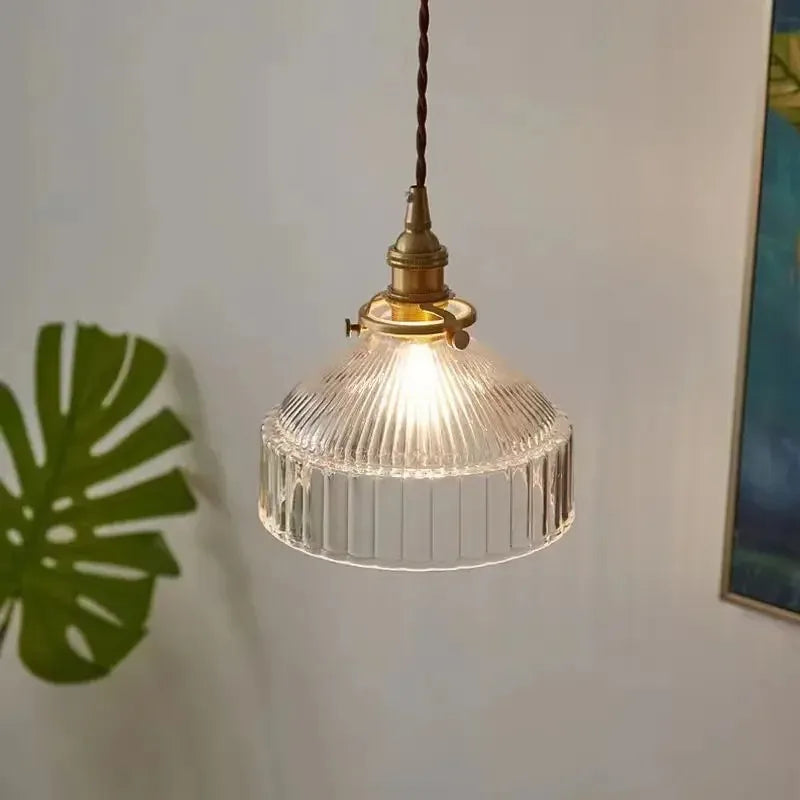 Amber Aged Brass Pendant Light