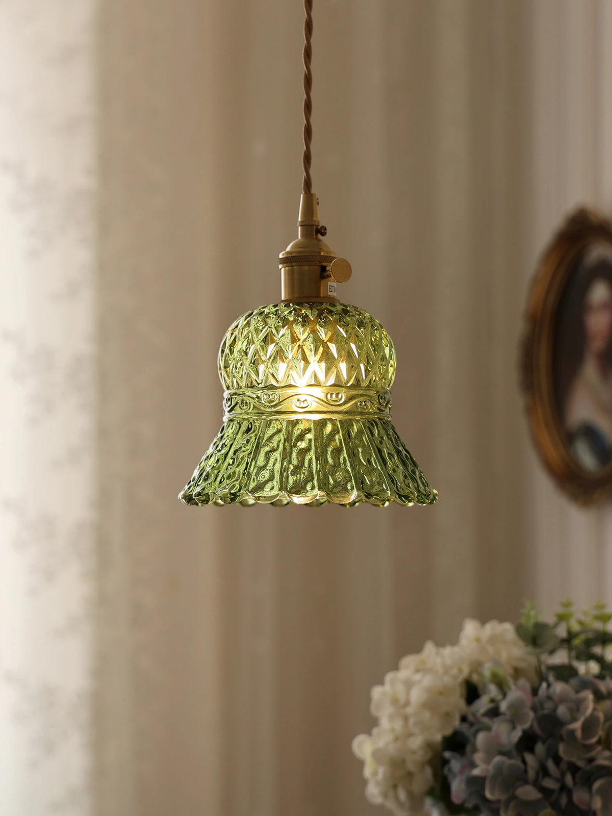 Verde Glass Brass Pendant