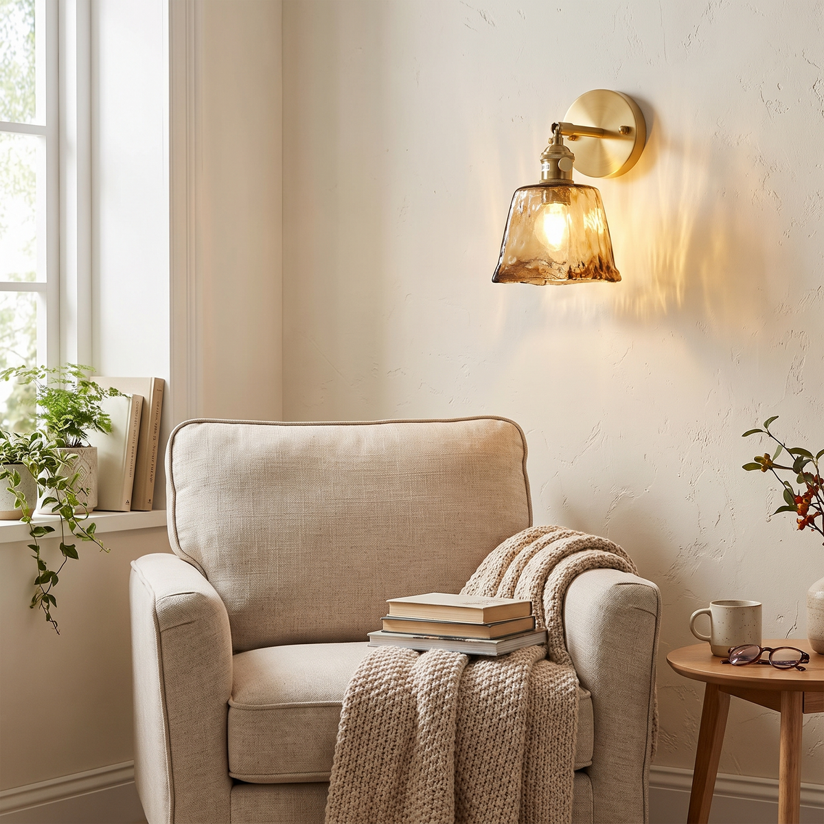 Ayame Brass Glass Sconce