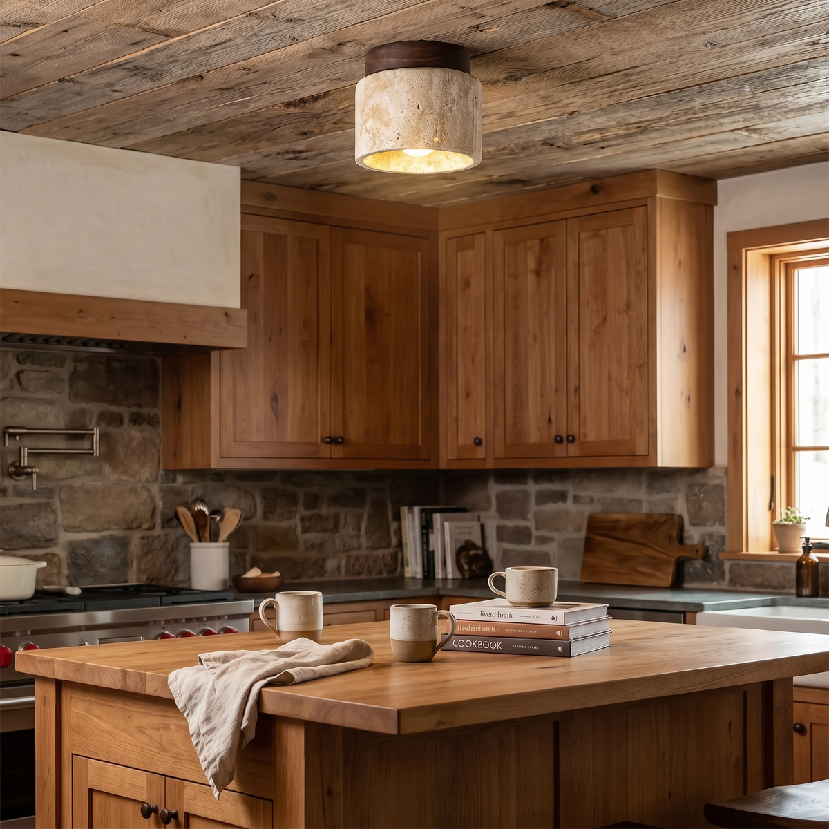 Sona Travertine Flush Mount