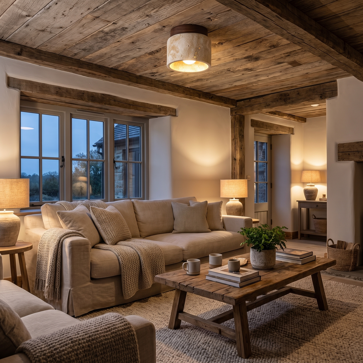 Sona Travertine Flush Mount lifestyle