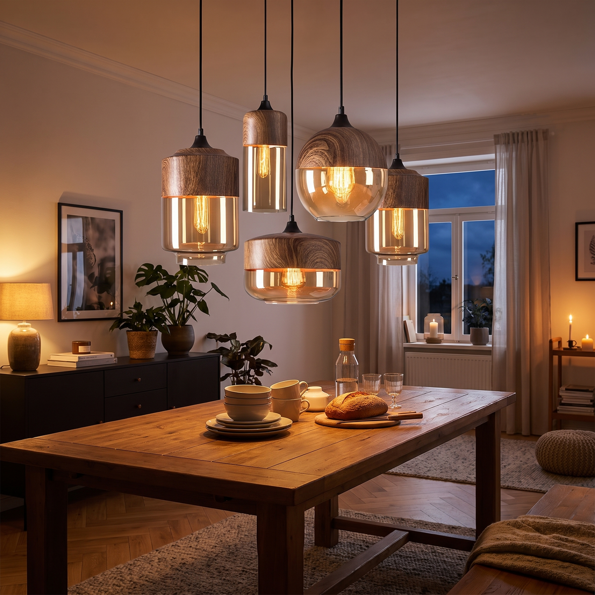 Alder Wood and Glass Pendant lifestyle
