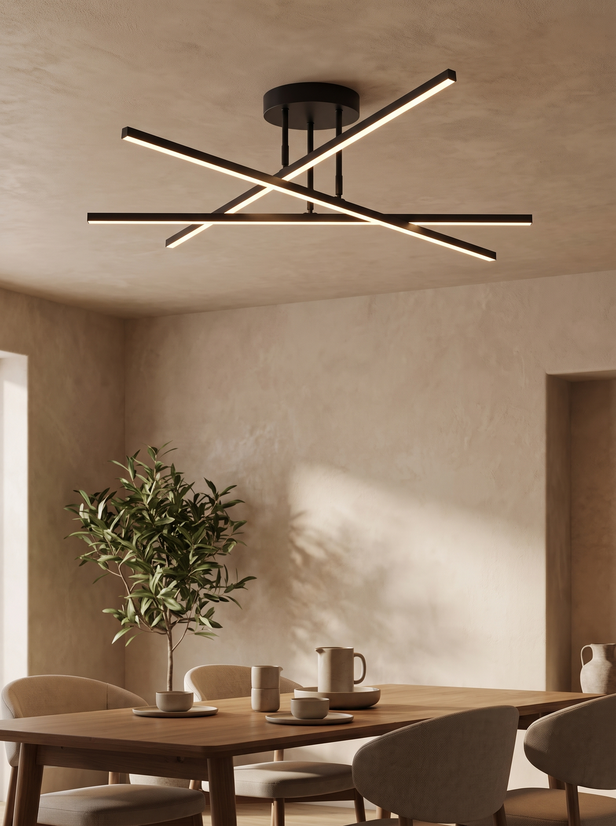 Nordic Minimalist Ceiling Light semi-flush above a dining table