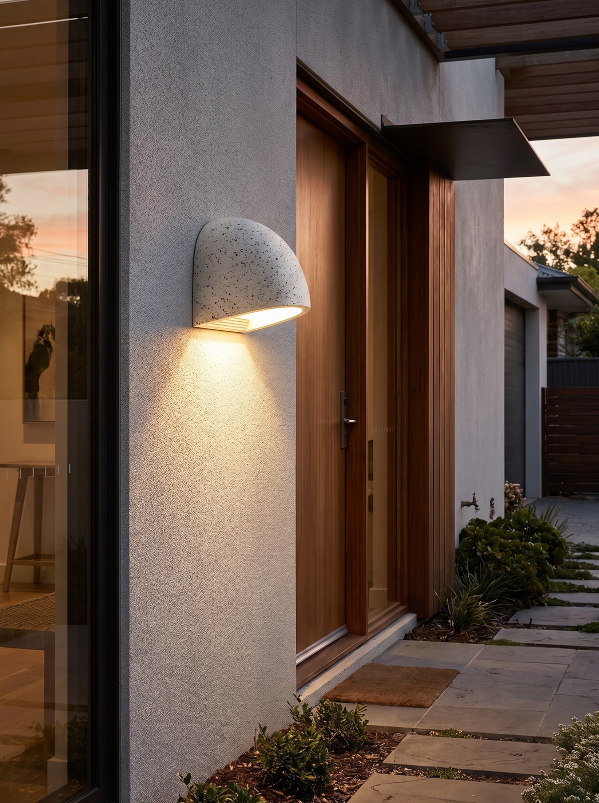 Terrazzo Cement Wall Sconce - in use