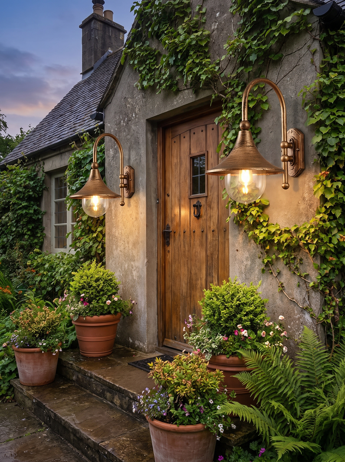 Retro European Lantern Sconce - in place