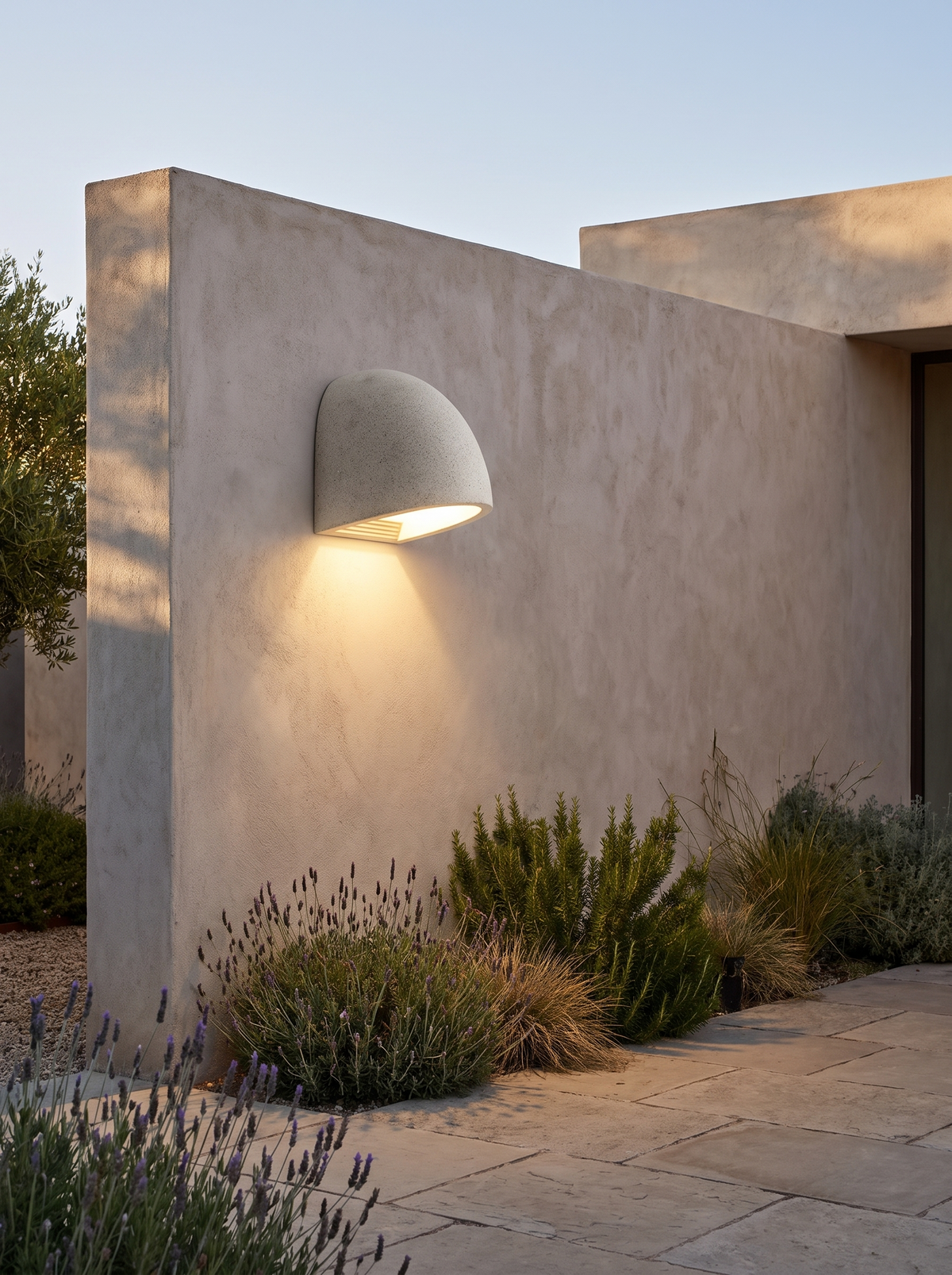 Terrazzo Cement Wall Sconce - in place