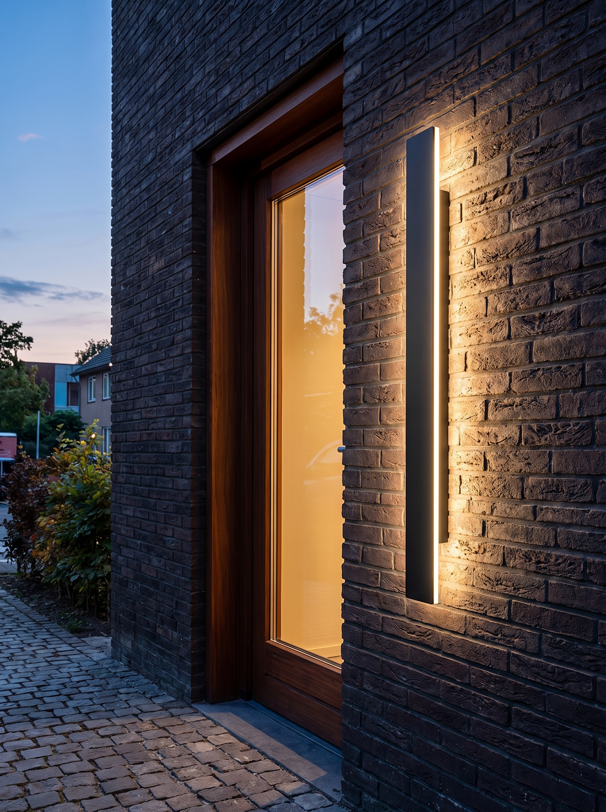 Black Strip LED Wall Light - in place