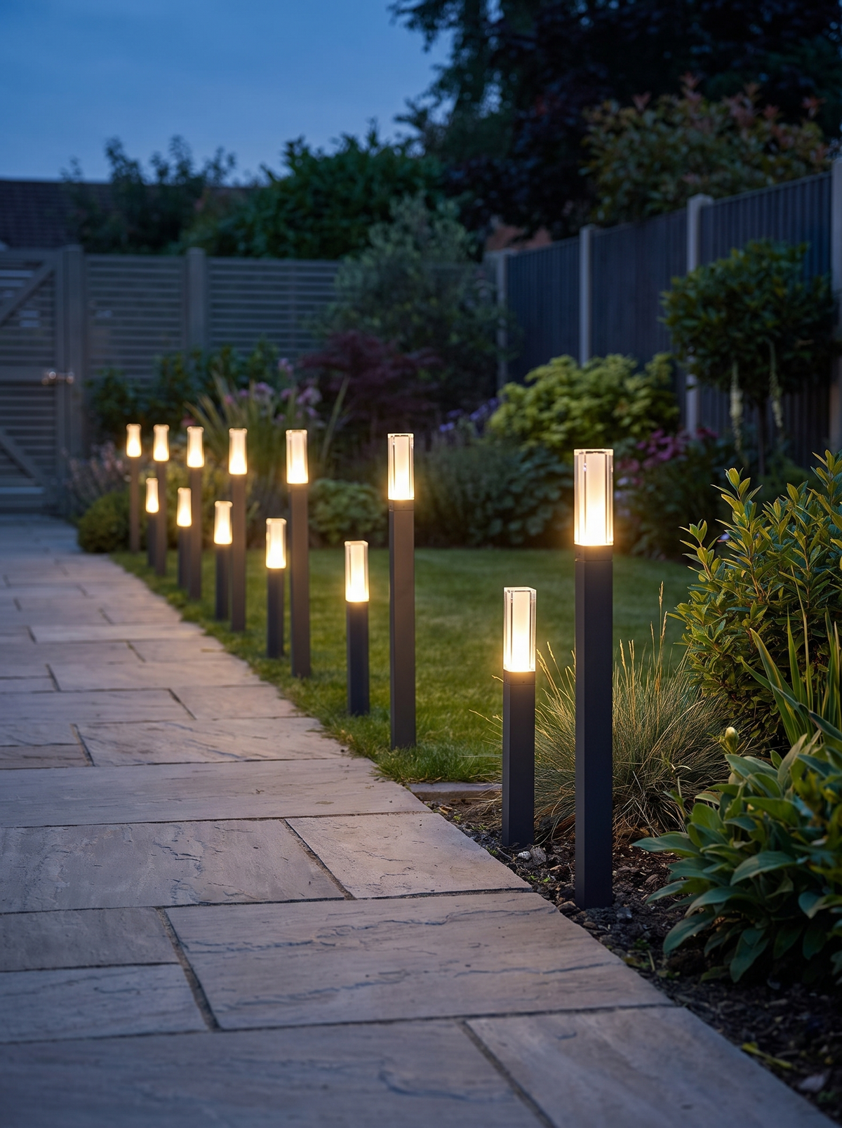 Square LED Path Light - in place
