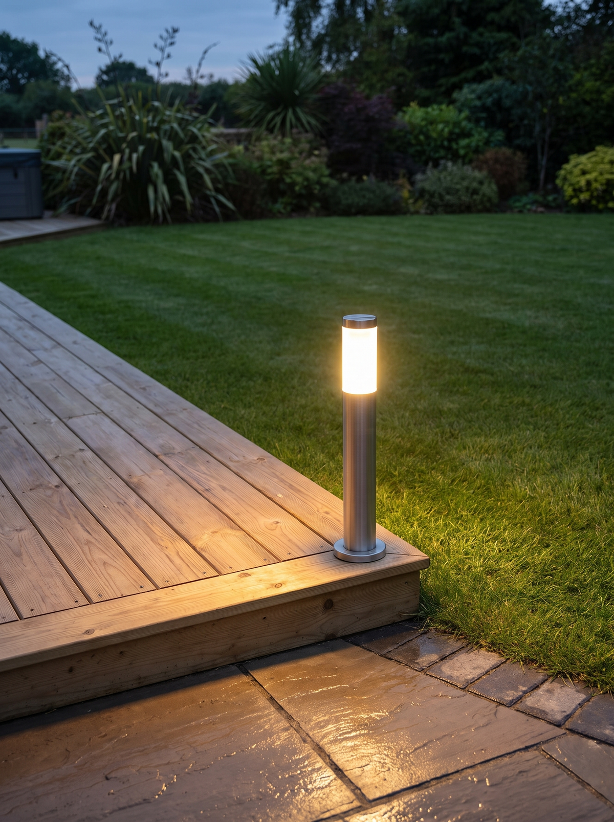Stainless Steel Pathway Lantern - in place