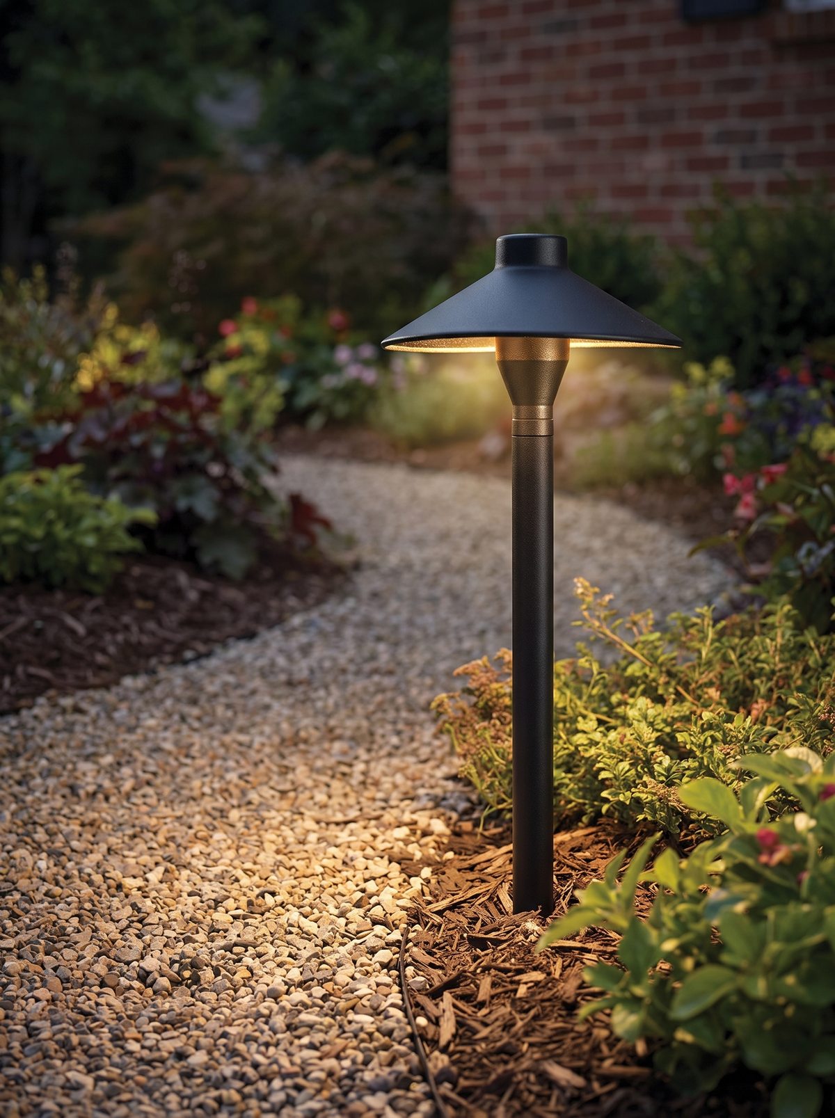 Mushroom Cap Garden Path Light - in use