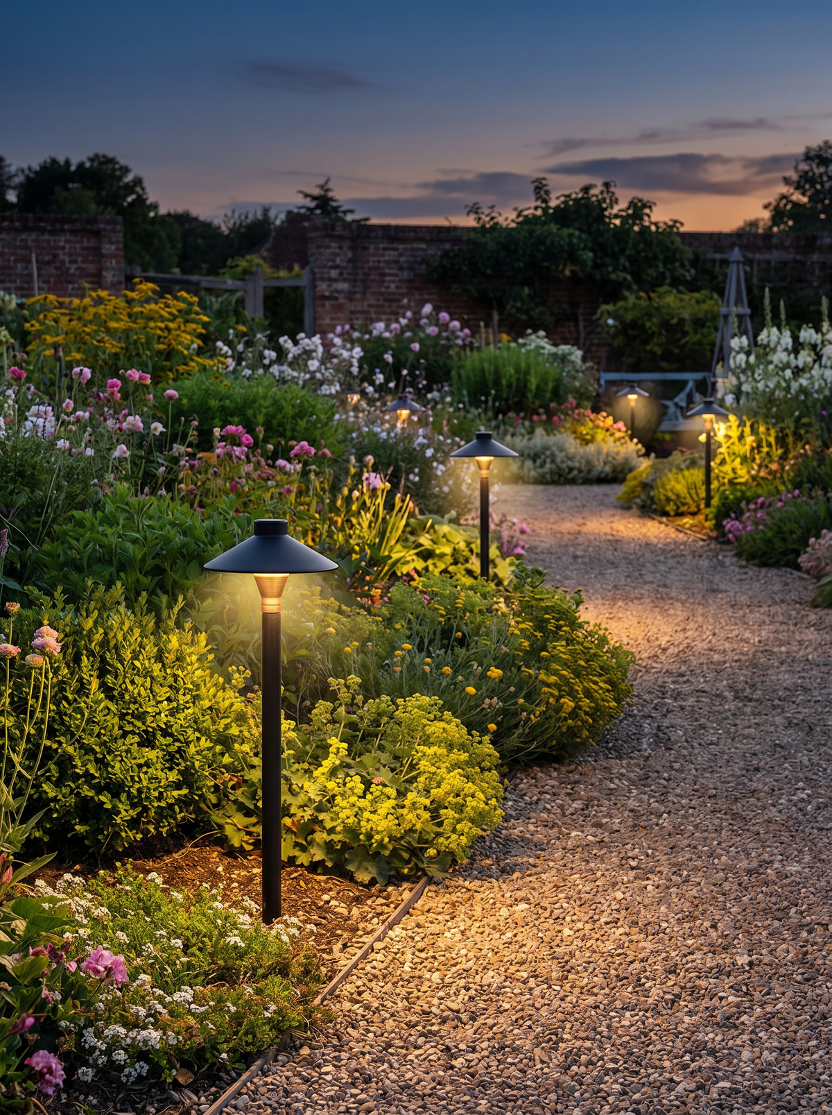 Mushroom Cap Garden Path Light - in place