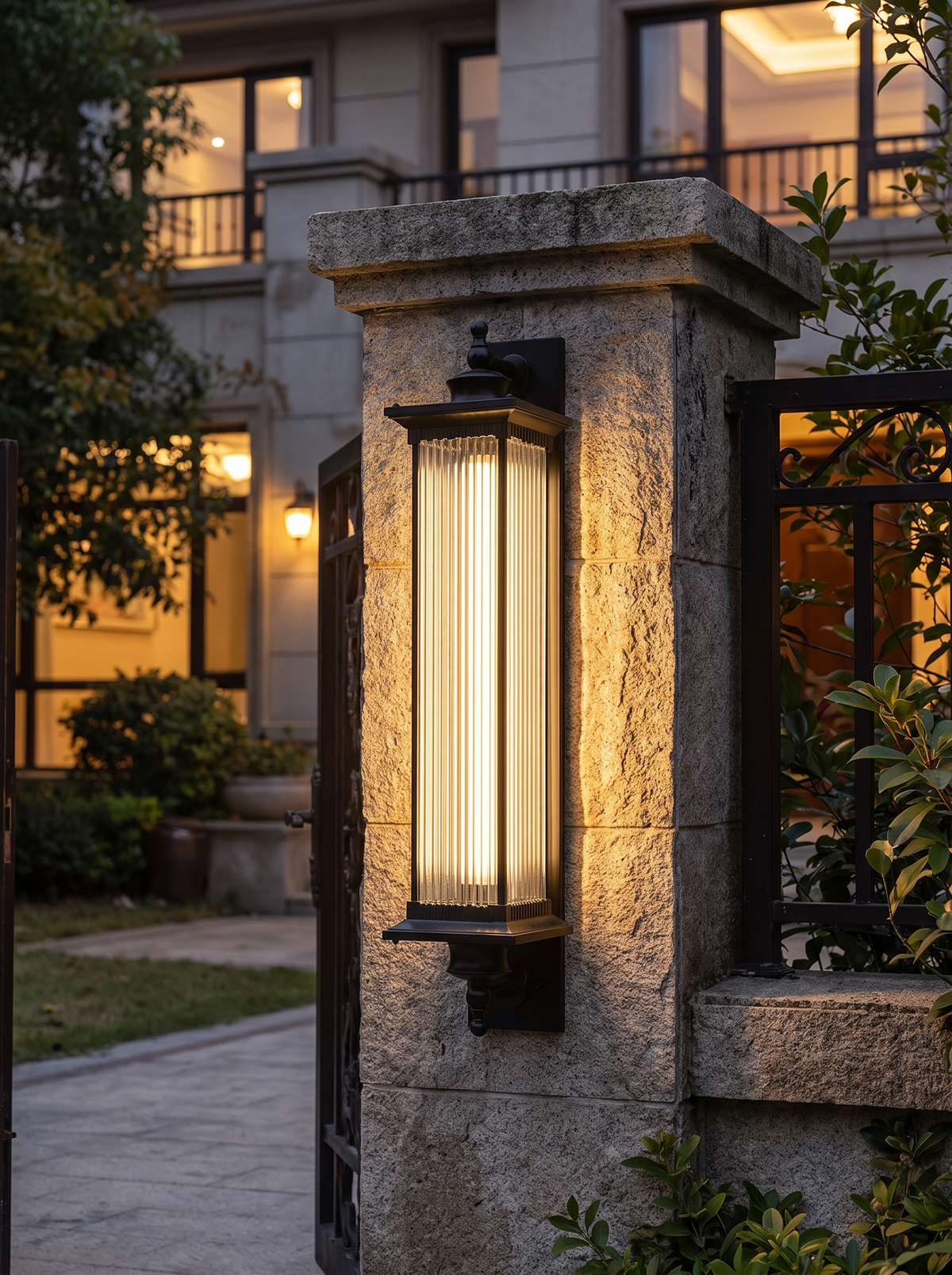 Grand European Gate Wall Light - in use