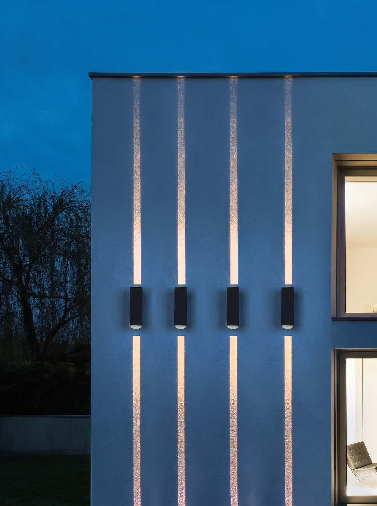 Black Up-Down Wall Light - in place