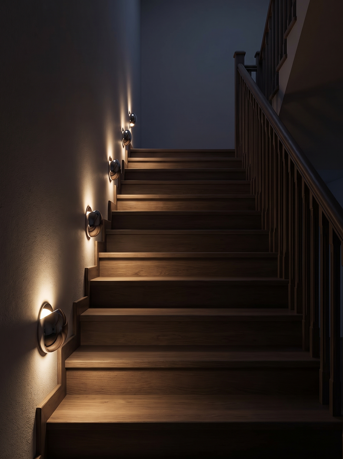 Nightstand Stair Wall Light - in place