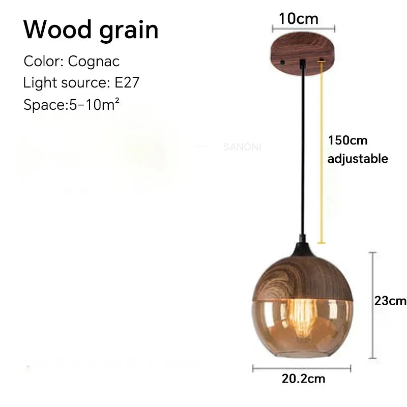 Alder Timber & Glass Dining Pendant