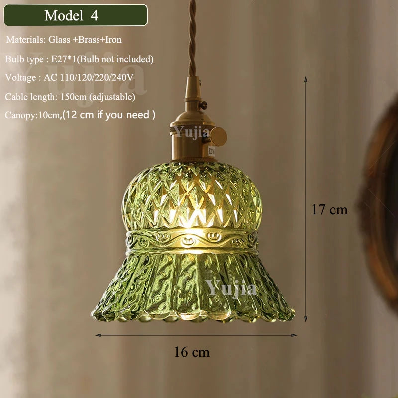 Verde Glass Brass Pendant