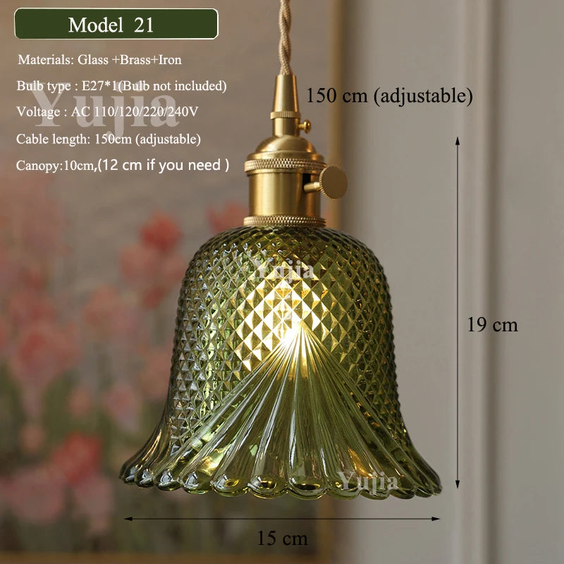 Verde Glass Brass Pendant