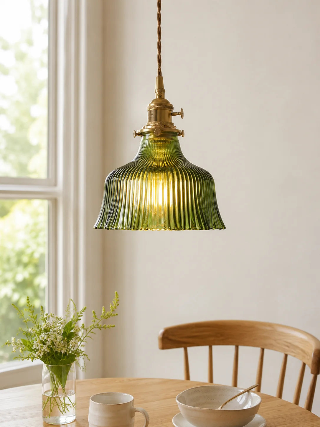Verde Glass Brass Pendant