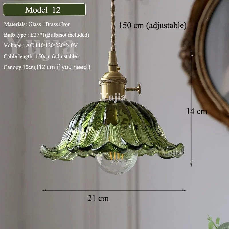 Verde Glass Brass Pendant