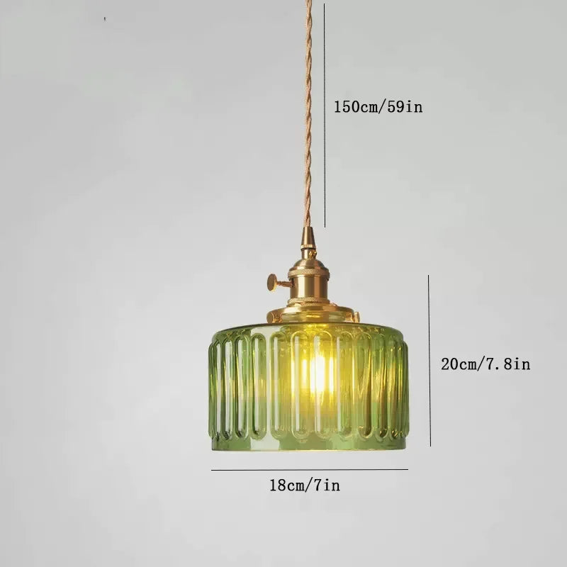Amber Aged Brass Pendant Light
