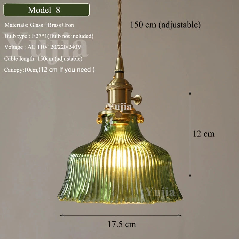 Verde Glass Brass Pendant