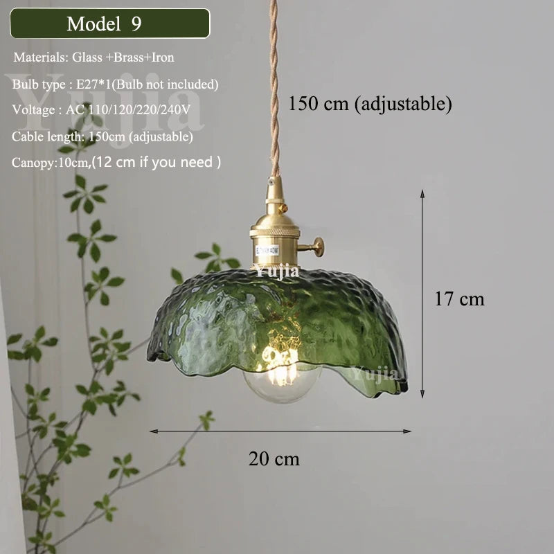 Verde Glass Brass Pendant