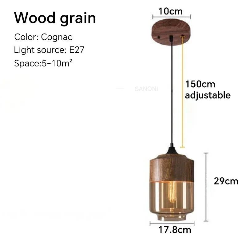 Alder Timber & Glass Dining Pendant