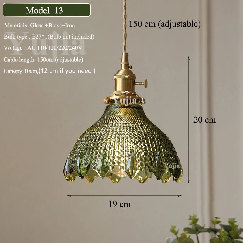Verde Glass Brass Pendant