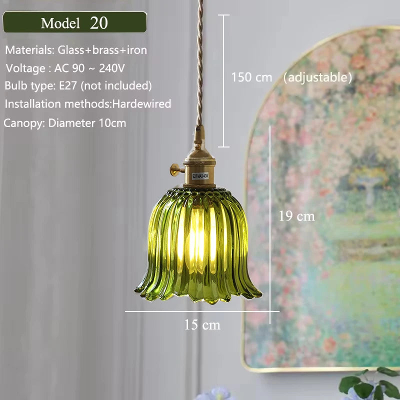 Verde Glass Brass Pendant