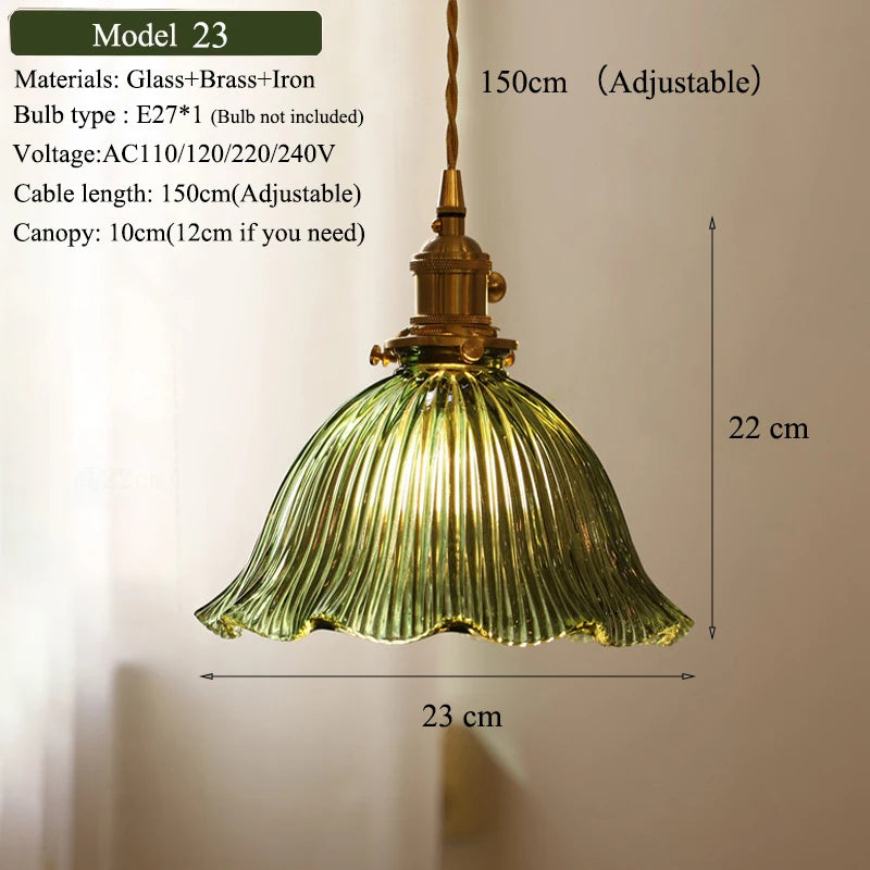 Verde Glass Brass Pendant