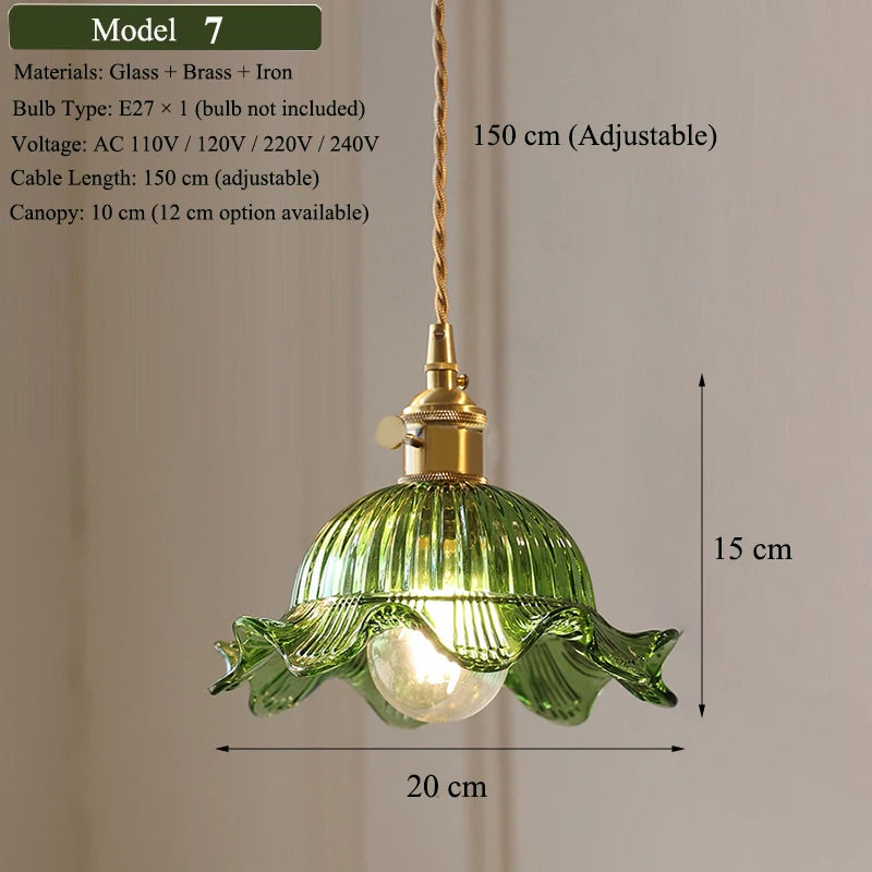 Verde Glass Brass Pendant